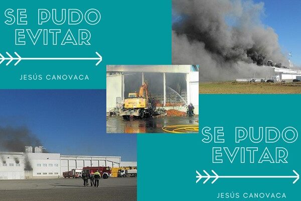 Imagen que muestra el resultado de un incendio en una nave industrial